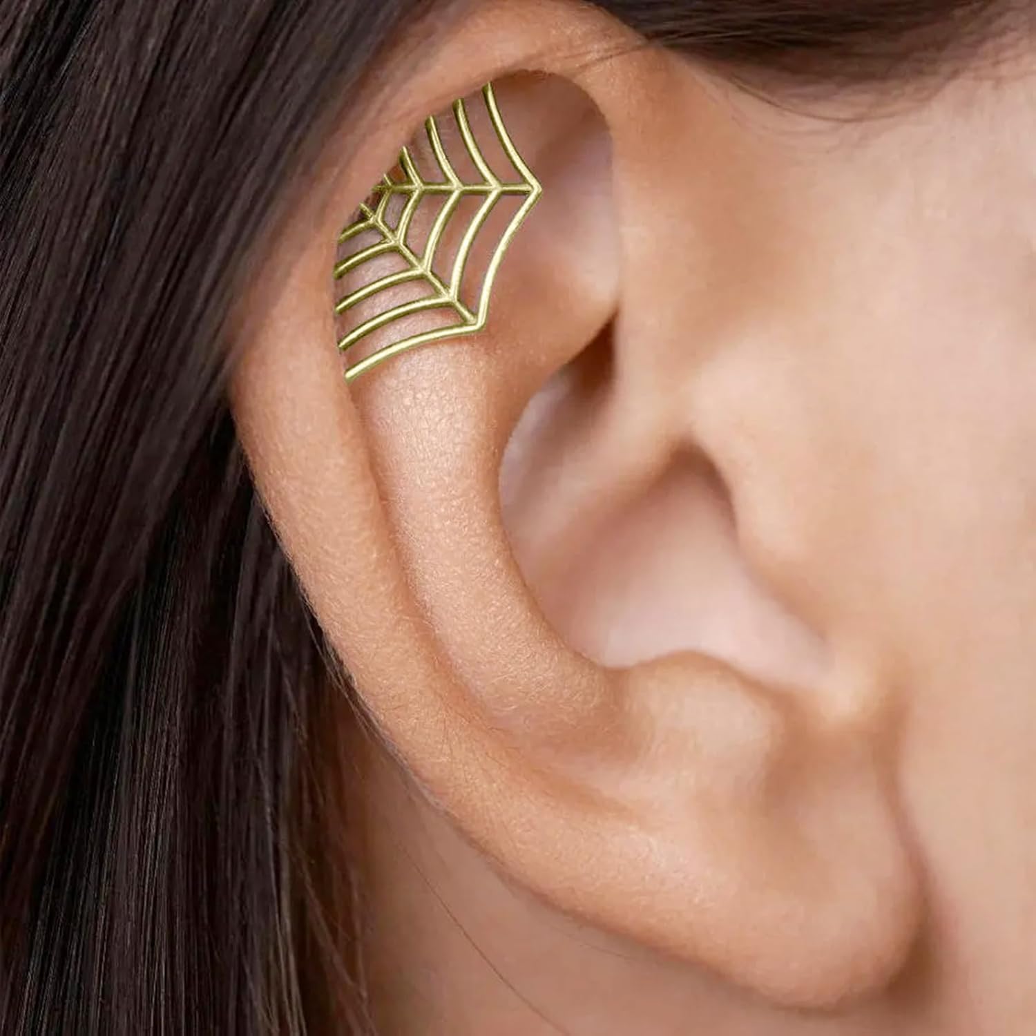 Spider Web Earrings for Women Goth Spider Web Cartilage Earring Unique Fake Spider Goth Earring Hip Hop Punk Stud Earring Halloween Earring Gothic Jewelry Cosplay Costume Accessories - Image 3