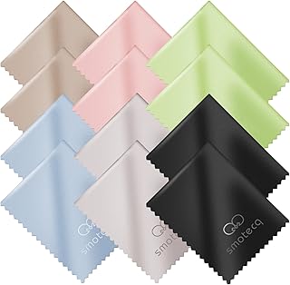 12 Pack Assorted Colors Microfiber Cleaning Cloths - Cleans Lenses, Glasses, Screens, Cameras, iPad, iPhone, Eyeglasses, C...