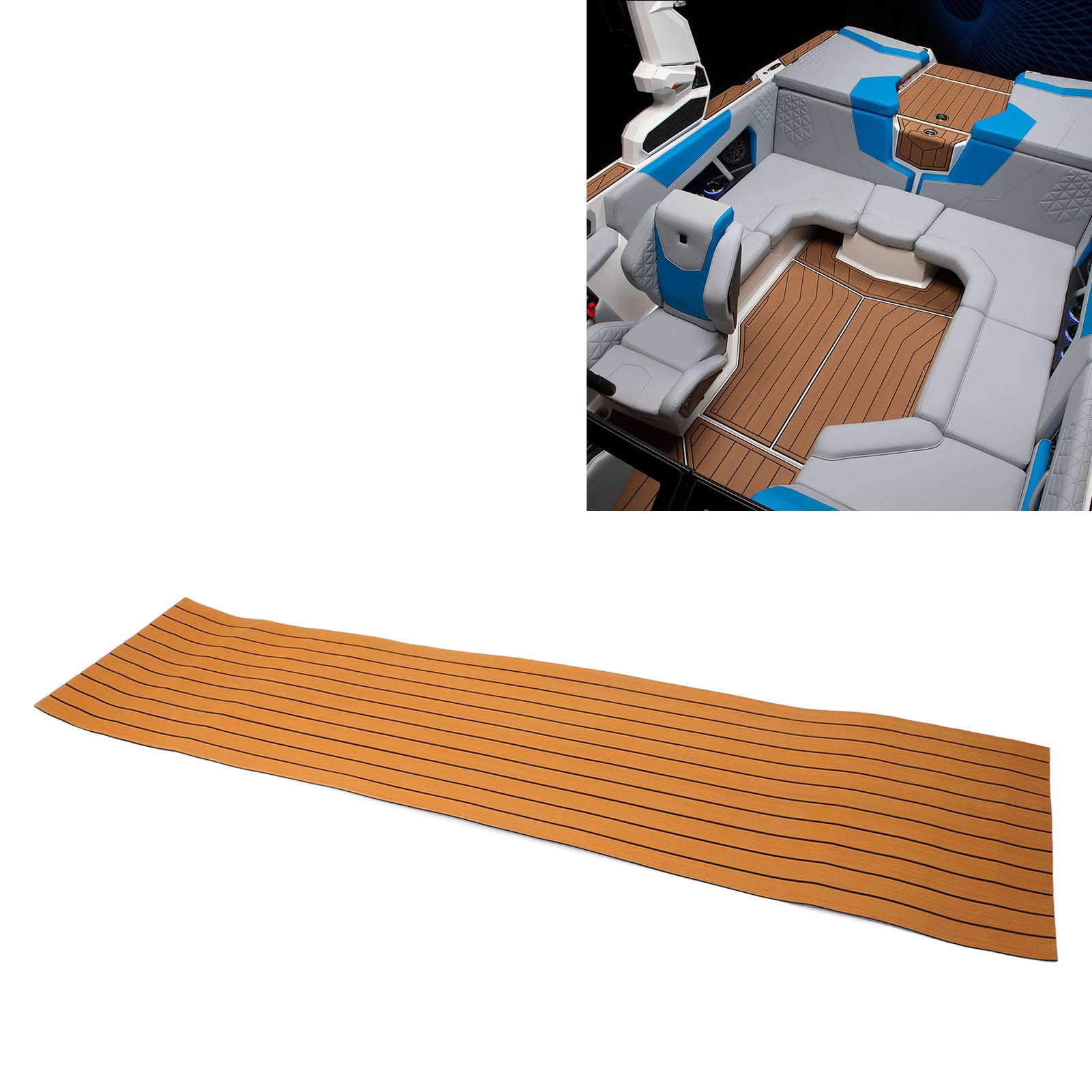 Acouto Eva Marine Foam Podłogi Bukiet Łodzi Deska bez poślizgów Samoprzylepna naklejka ze sztucznego drewna tekowego do łodzi jachtów ponton ponoon platformy (240 x 60 cm)