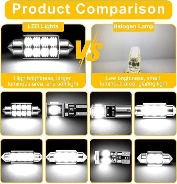 VoltCozy 23pcs Kit d'Ampoules LED SMD sans Erreur Can-bus Ensemble de Rechange Blanc Xénon 6000K Lumières Festoon Navette C5W T10 Éclairage Intérieur & Plaque d'Immatriculation - 4