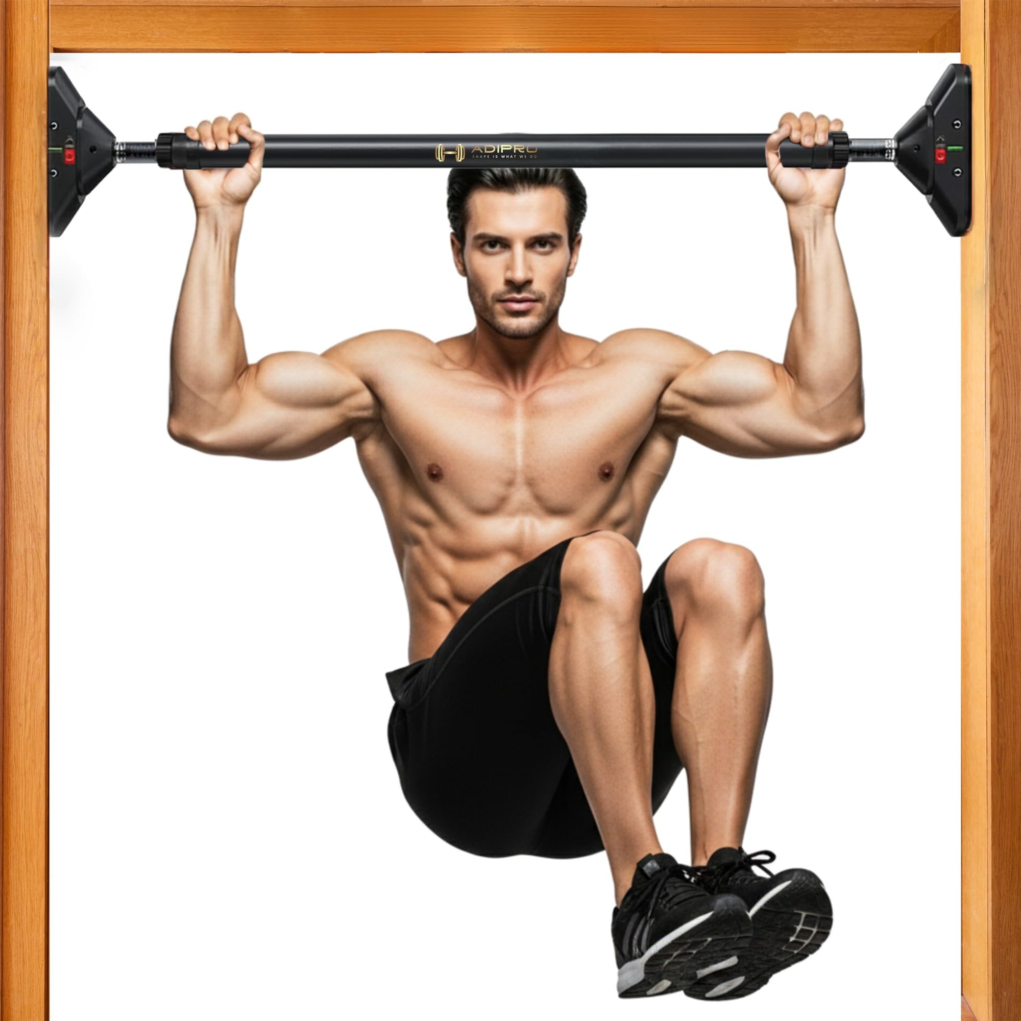 Adjustable Pull Up Bar Wall Mounted at Home and Gym | Doorway Pullup, Pushup, Hanging Workout Equipment for Kids, Women & Men | Push Up Exercise Door Rod for Strength & Height Increase (73-95 CM, Black)