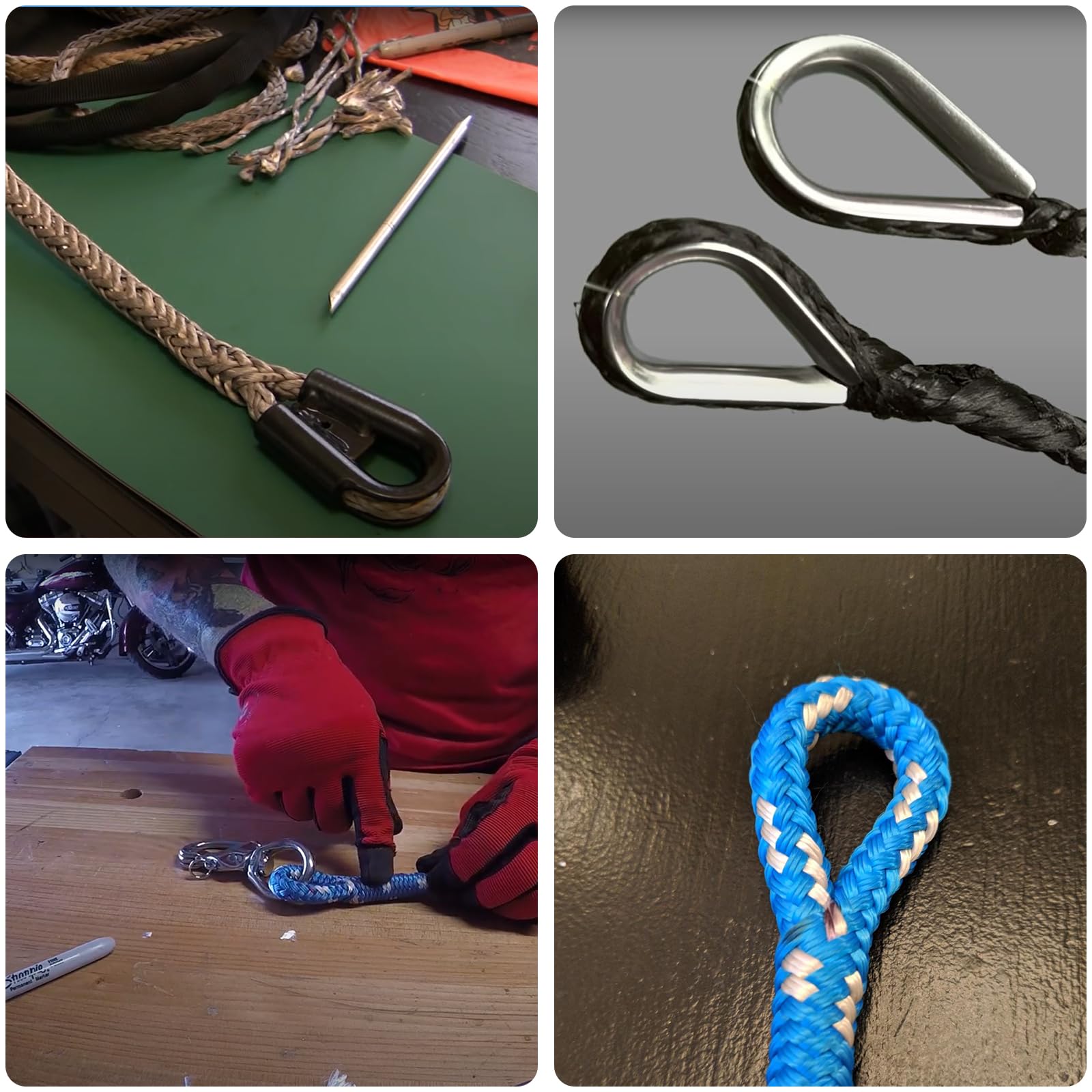 XIALUO Zestaw narzędzi do łączenia lin z 5 aluminiowymi narzędziami do łączenia lin i popychaczem liny, odpowiedni do podwójnych plecionych lin 1/10.2 cm 5/40.6 cm 3/20.3 cm 7/40.6 cm i 1/5.1 cm