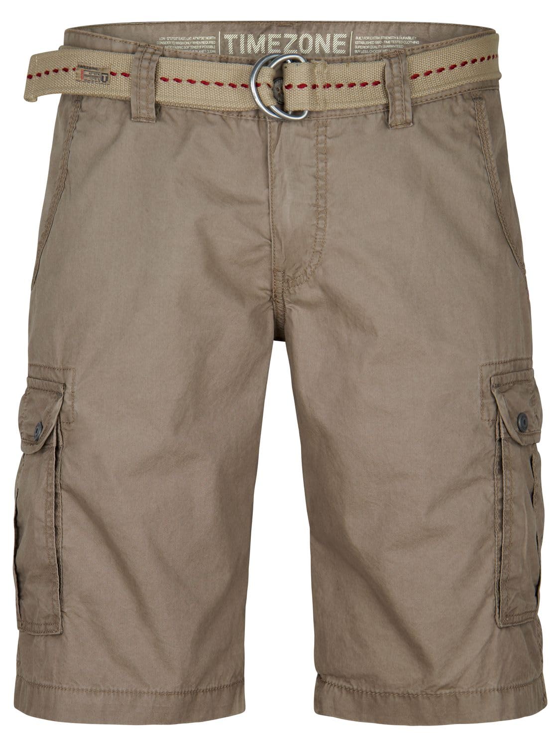 Timezone Pantalones cortos cargo para hombre con cinturón, corte regular, MaguireTZ, pantalones cortos cargo de verano, 100% algodón, beige, gris, verde, azul, 30, 31, 32, 33, 34, 36, 38, 40