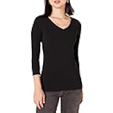Womens Regular-Fit 3/4 Sleeve V-Neck T-Shirt (Available in Plus Size)