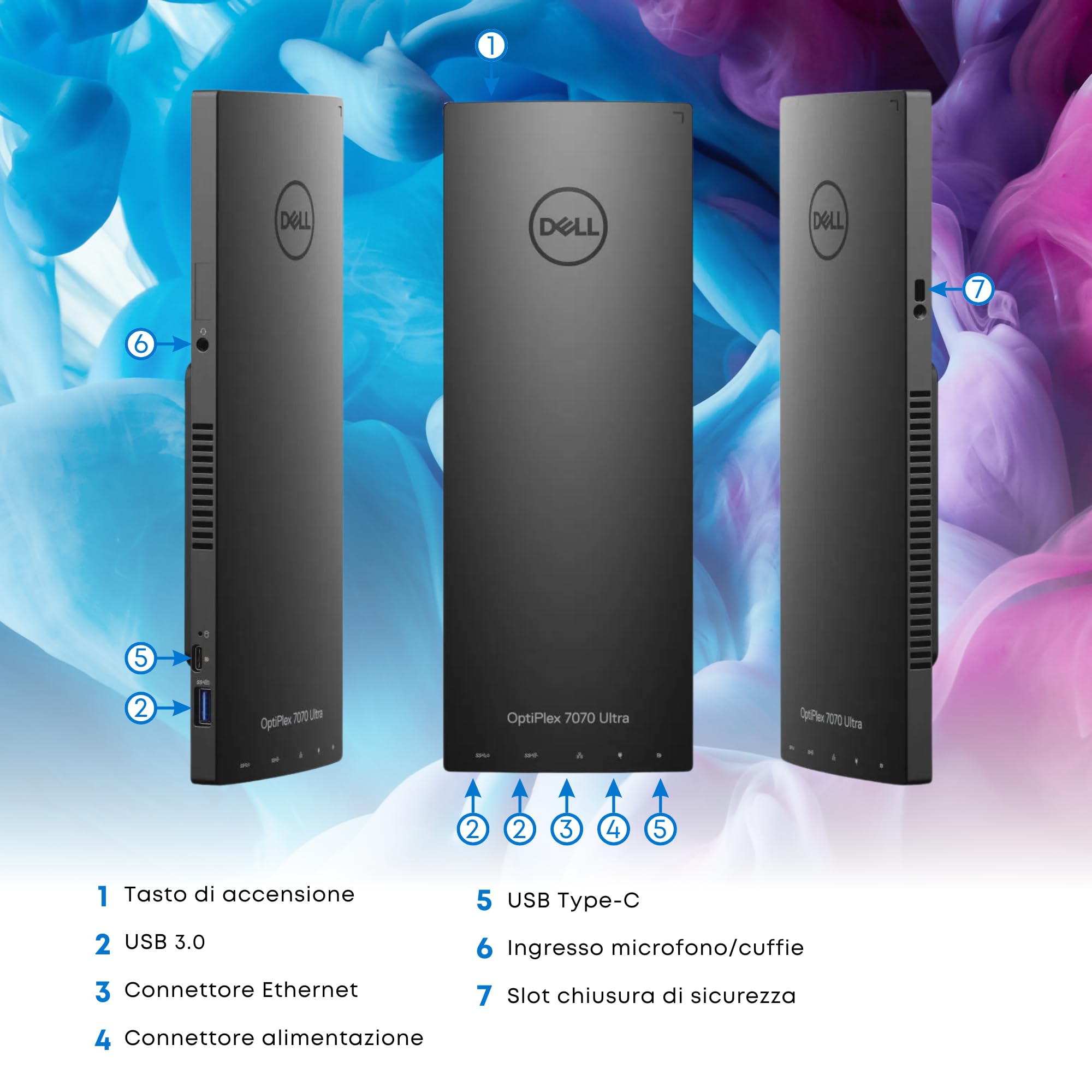 Postazione Completa, Pc Desktop Dell OptiPlex Ultra UFF Intel i5-8265U 4 Core, Ram 8Gb SSD 256Gb, Monitor 27" FHD, Win 11 e Libre Office, Compreso di Mouse e Tastiera (Ricondizionato)