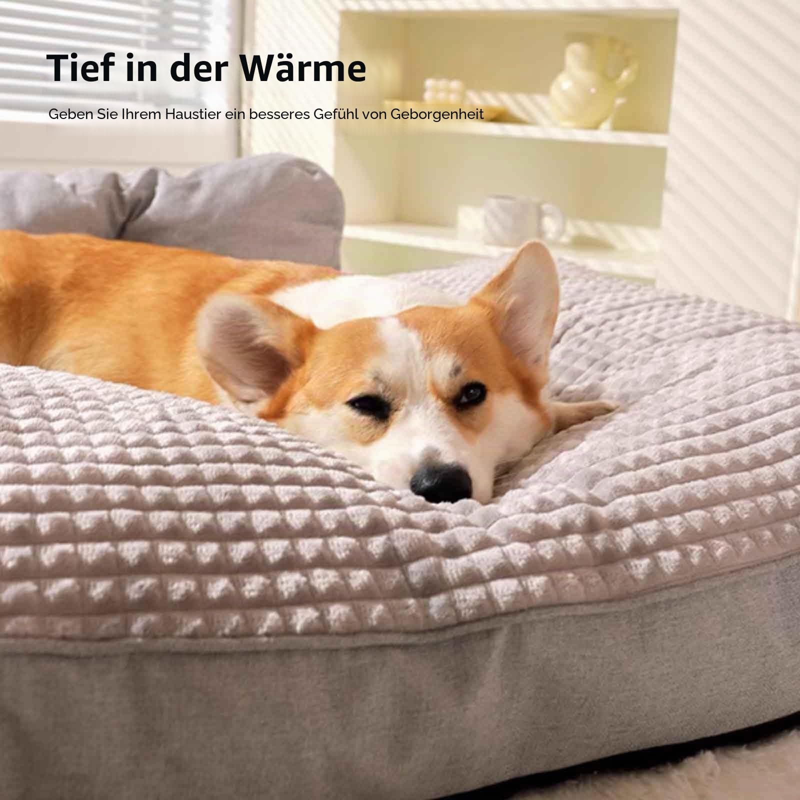 Hundebett Grosse Hunde Waschbar, Plüsch Hundekissen Flauschig, Hundecouch Mit Hohem Rand Und Rutschfestem Boden Für Große Hunde,Grau,XL