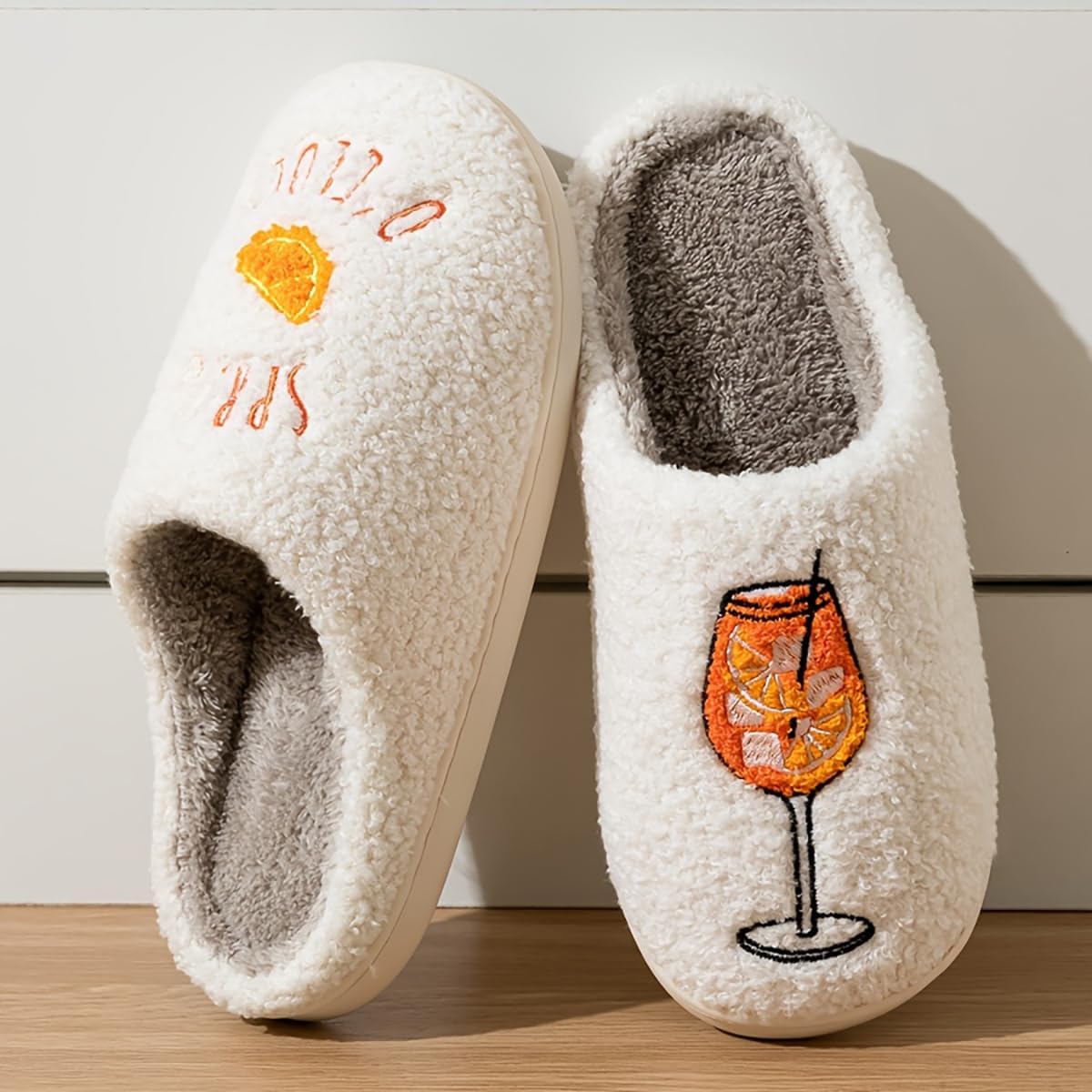 Espresso Martini Slippers for Women Men，Fuzzy Warm Martini Glasses Slippers，Funny Soft Creative Design House Shoes