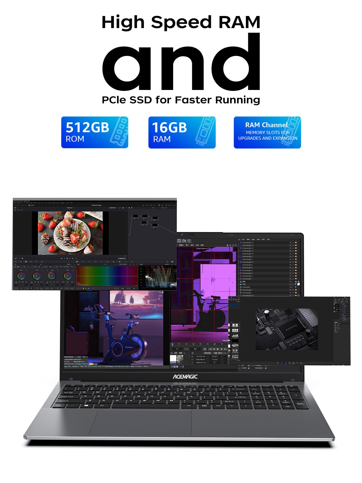 ACEMAGIC 17.3 inch Laptop with Quad-Core Ryzen 3 4300U Processor up to 3.7GHz (Beat N150/N100) 16GB RAM DDR4 512GB M.2 SSD Laptops, WiFi 5, BT5.0, USB3.2, HDMI, Type-C,1080 FHD, 6000mAh Long-Battery — view 7