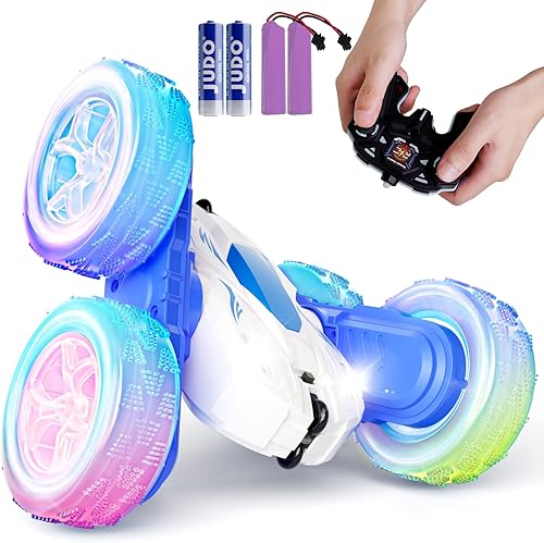 Coches de acrobacias de juguete a control remoto de 82.4 F, Monster Trucks de control remoto 4WD 2.4Ghz RC Rock Crawler con faros, luces de rueda,