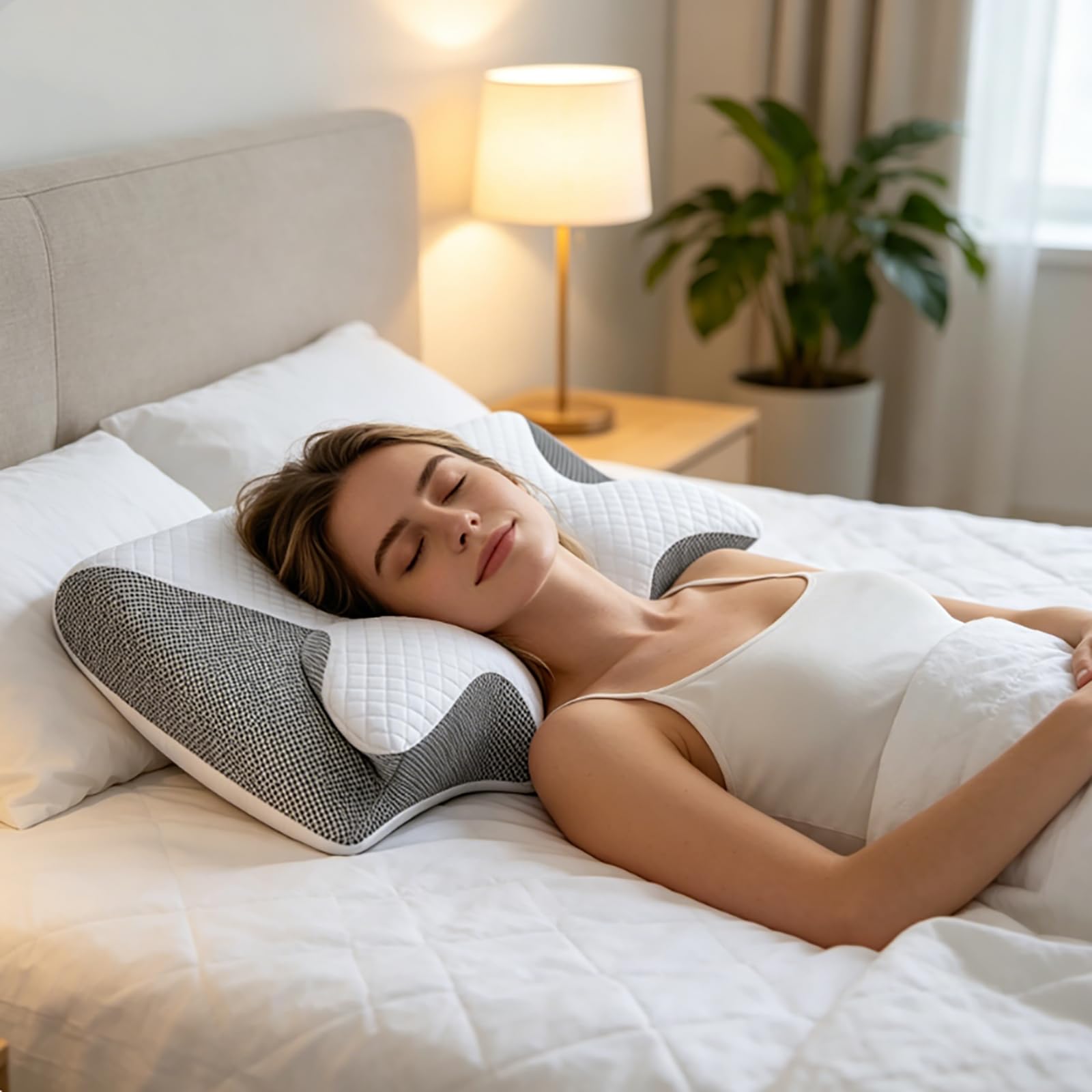 ZVD Cuscino Ortopedico Anti-Russamento per Apnea Notturna,Cuscino Antirussamento,Apnea Notturna,Supporto Cervicale in Memory Foam,Traspirante,per Tutte le Posizioni di Sonno (Blu)