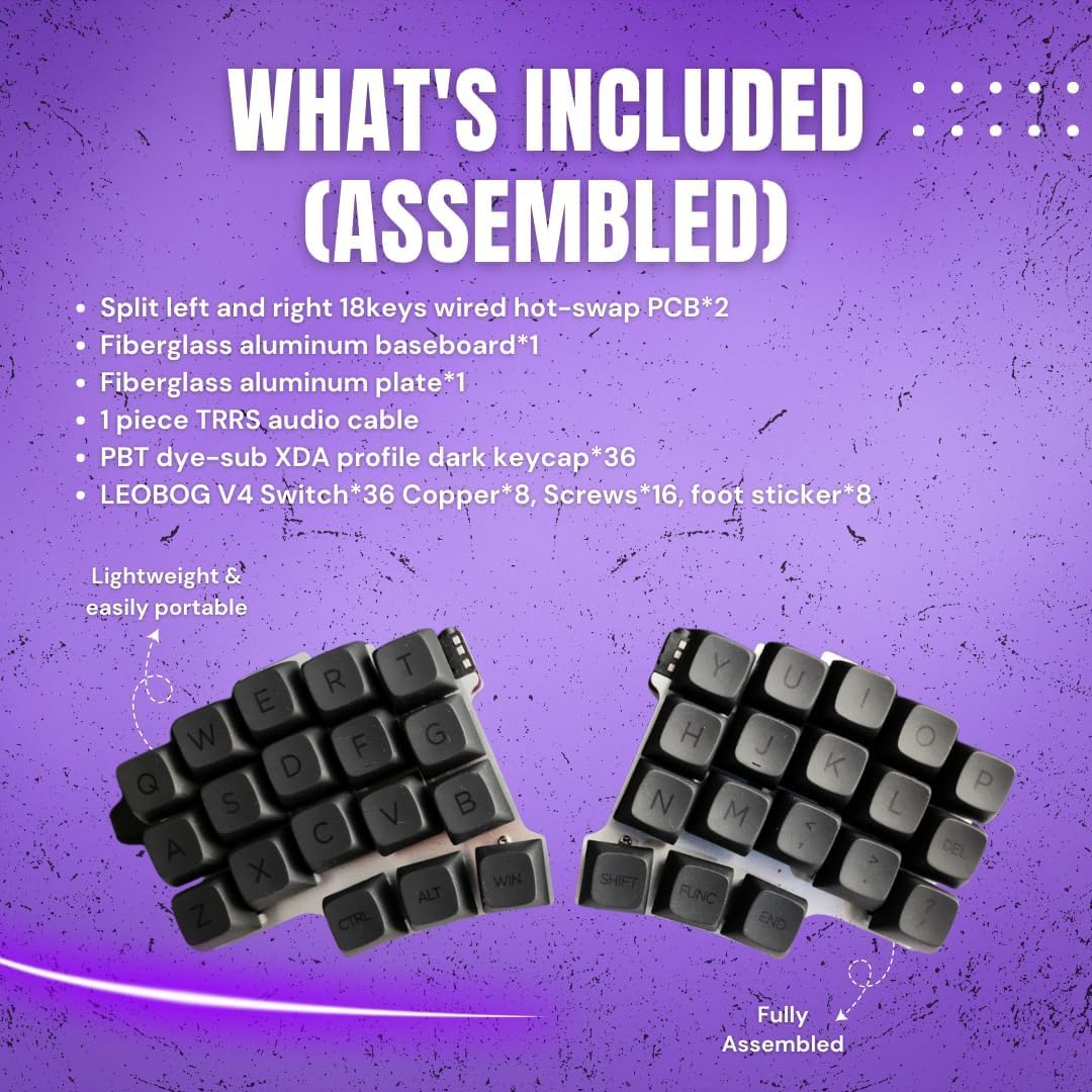 Clavier mécanique ergonomique divisé, alimenté par QMK, prise en charge du commutateur MX, disposition à 36 touches avec rétroéclairage RVB, connectivité USB-C, touches et commutateurs