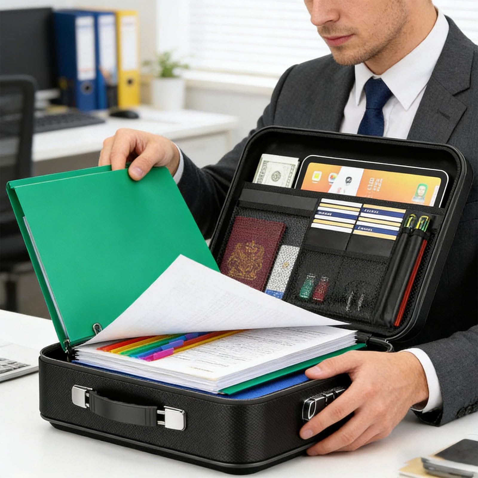 Contenitore Refrattario Per Documenti Ergonomico E Multiplo Scomparti Per Ufficio Scatola Contabilità