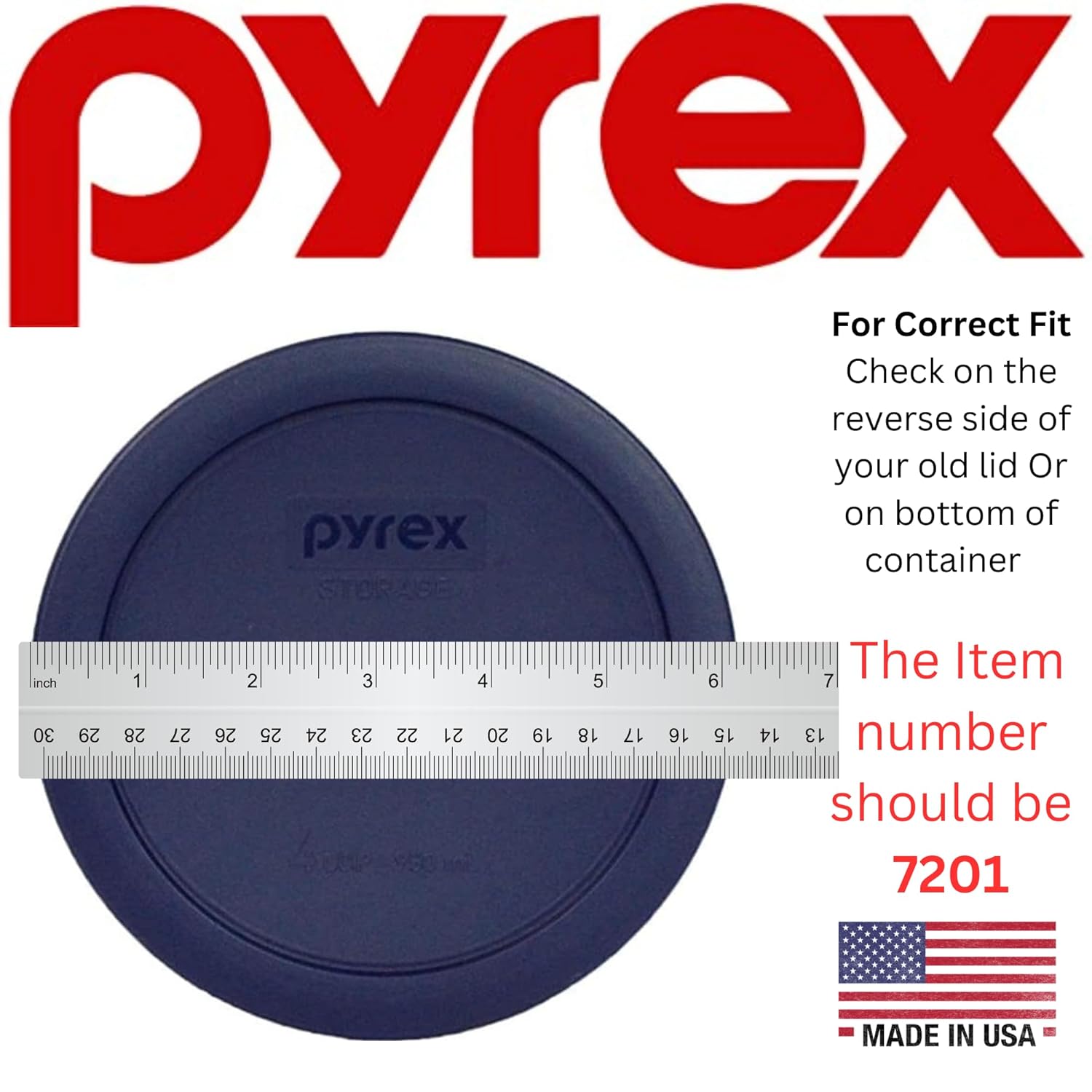 Pyrex 7201-PC 4 Cup Blue Food Storage Replacement Lid (4-Pack) - Made in USA - Image 4