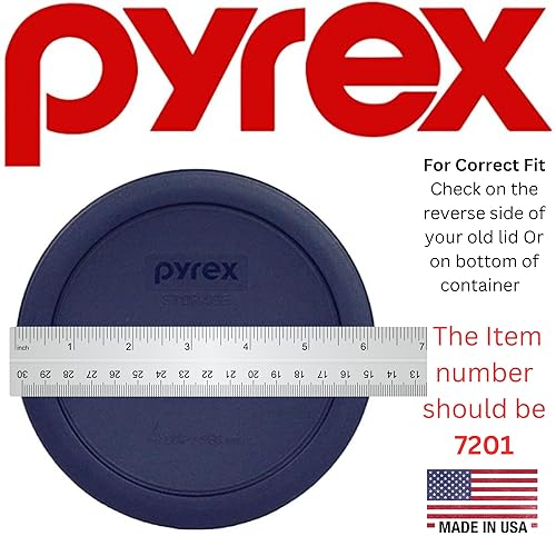 Miniatura 4 de Pyrex 7201-PC 4 tazas azul tapa de repuesto para almacenamiento de alimentos (paquete de 4) - Fabricado en Estados Unidos