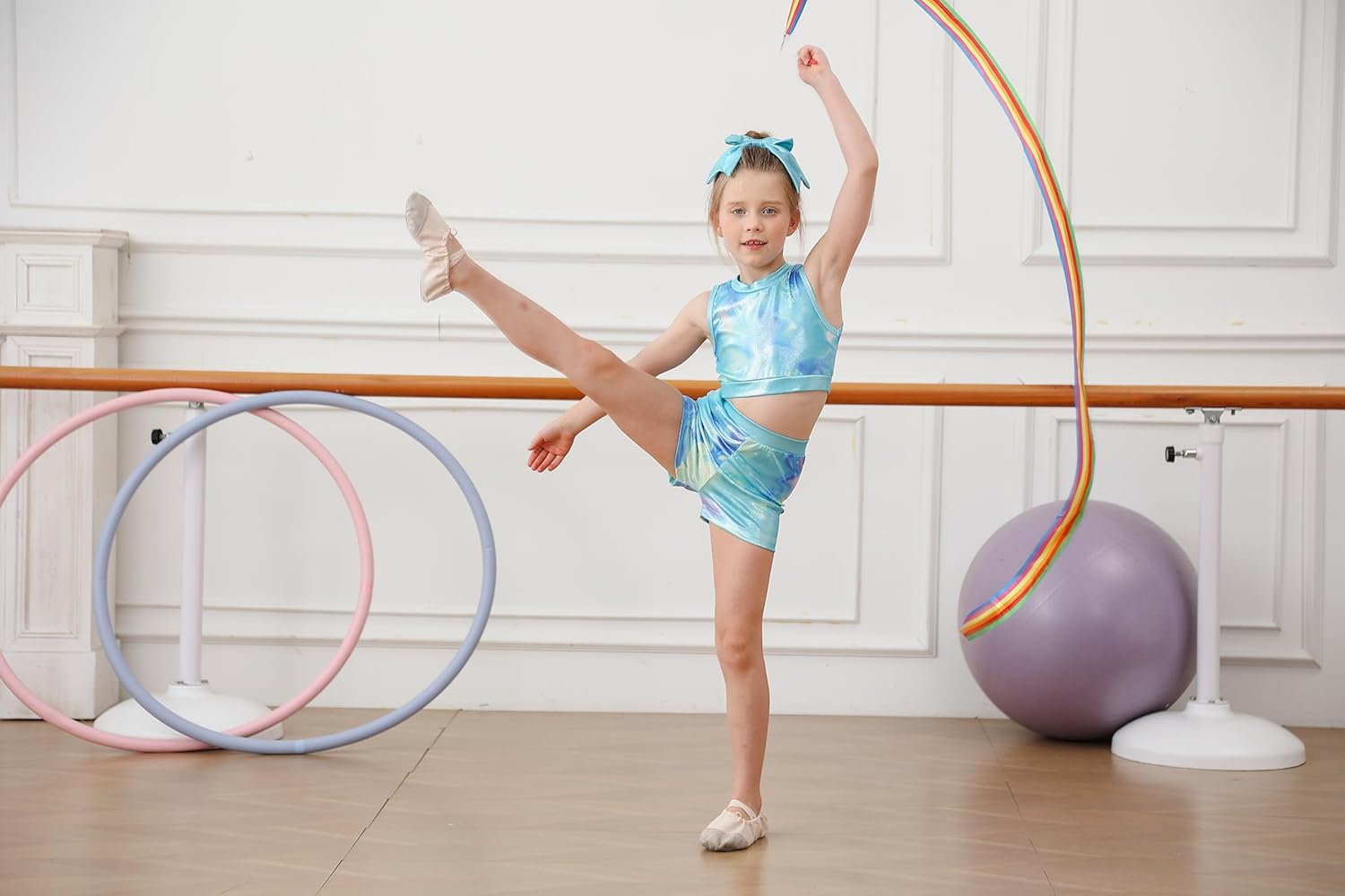 Vogseek Gymnastics Leotards for Girls with Shorts Sparkly Ballet Dance Unitards Biketards Kids Activewear - Image 4