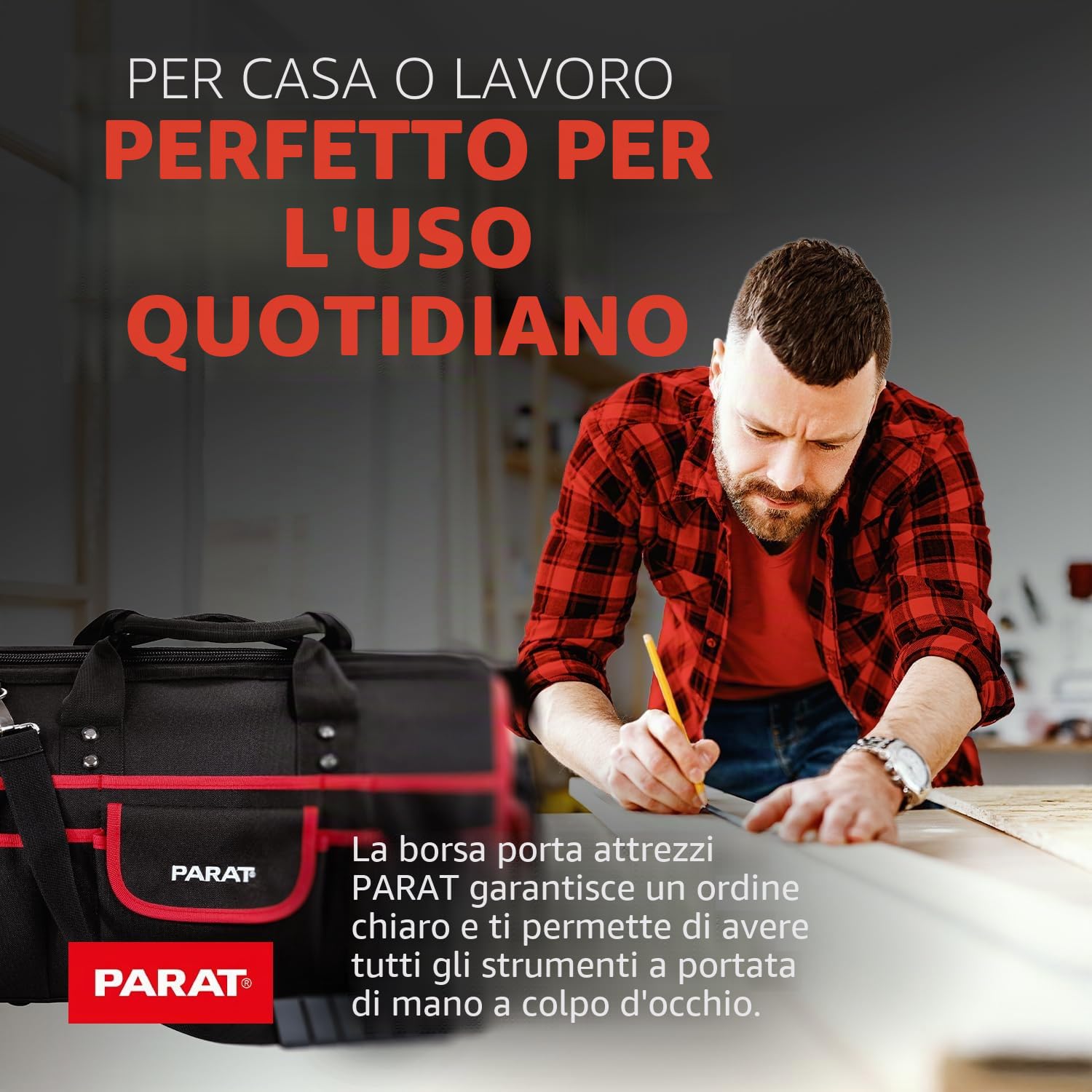 PARAT Basic Tool Softbag M | Borsa per attrezzi con volume di 25 l e 33 scomparti per attrezzi, robusta borsa per attrezzi in nylon con tracolla e maniglie, borsa per attrezzi professionale per
