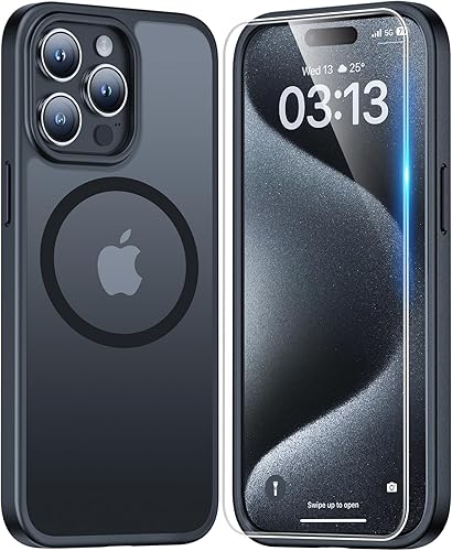 Miniatura 468 de TAURI Funda 3 en 1 para iPhone 13 Pro, [no amarilla] con 2 protectores de pantalla, funda delgada a prueba de golpes para iPhone 13 Pro, color negro