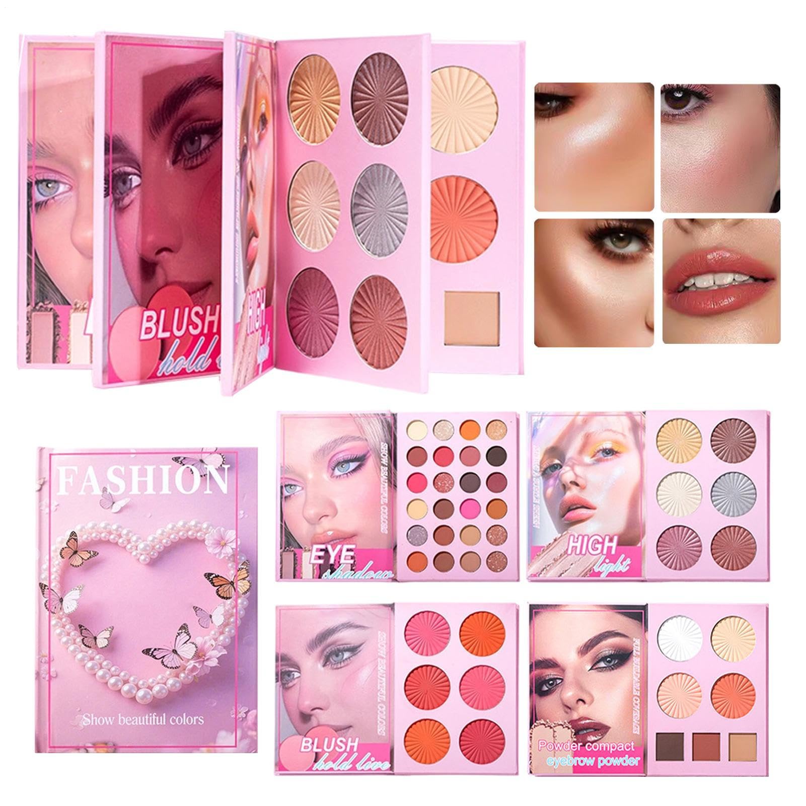 Palette Trucco Ombretti Contorno Impermeabile | Palette Viso Completo per Donna Ideale per Uso Quotidiano Viaggio Appuntamenti Matrimonio Occhi e Zigomi Donne Ragazze