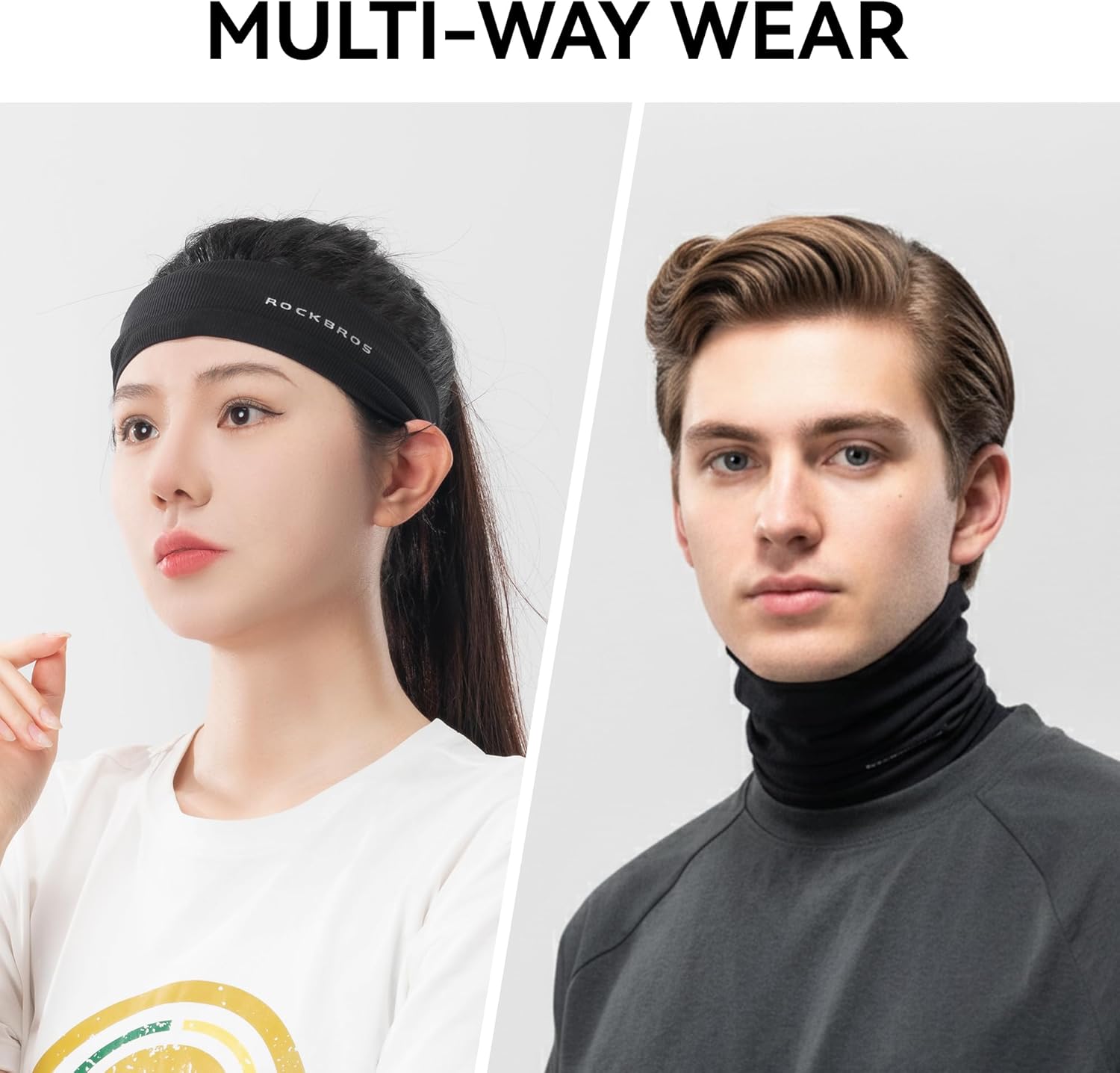 ROCKBROS Stretch Fabric Windproof Neck Gaiter & Face Mask – Thermal Breathable Half Face Cover for Men & Women, Outdoor Cycling, Skiing, Commuting, and Winter Activities - Image 6