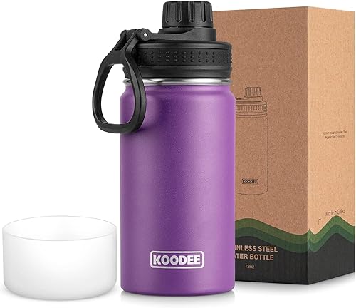 Miniatura 59 de koodee Insulated Water Bottle, 32 oz Stainless Steel Double Wall Vacuum Wide Mouth Sport Bottle with Leakproof Spout Lid (Navy) marino,Manzana Verde