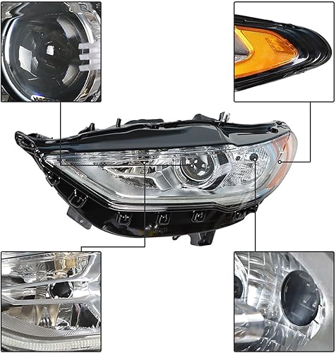 Miniatura 5 de Conjunto de faros delanteros halógenos, proyector lateral del conductor, reemplazo de esquina ámbar para 2017 2018 2019 Fusion FO2502350