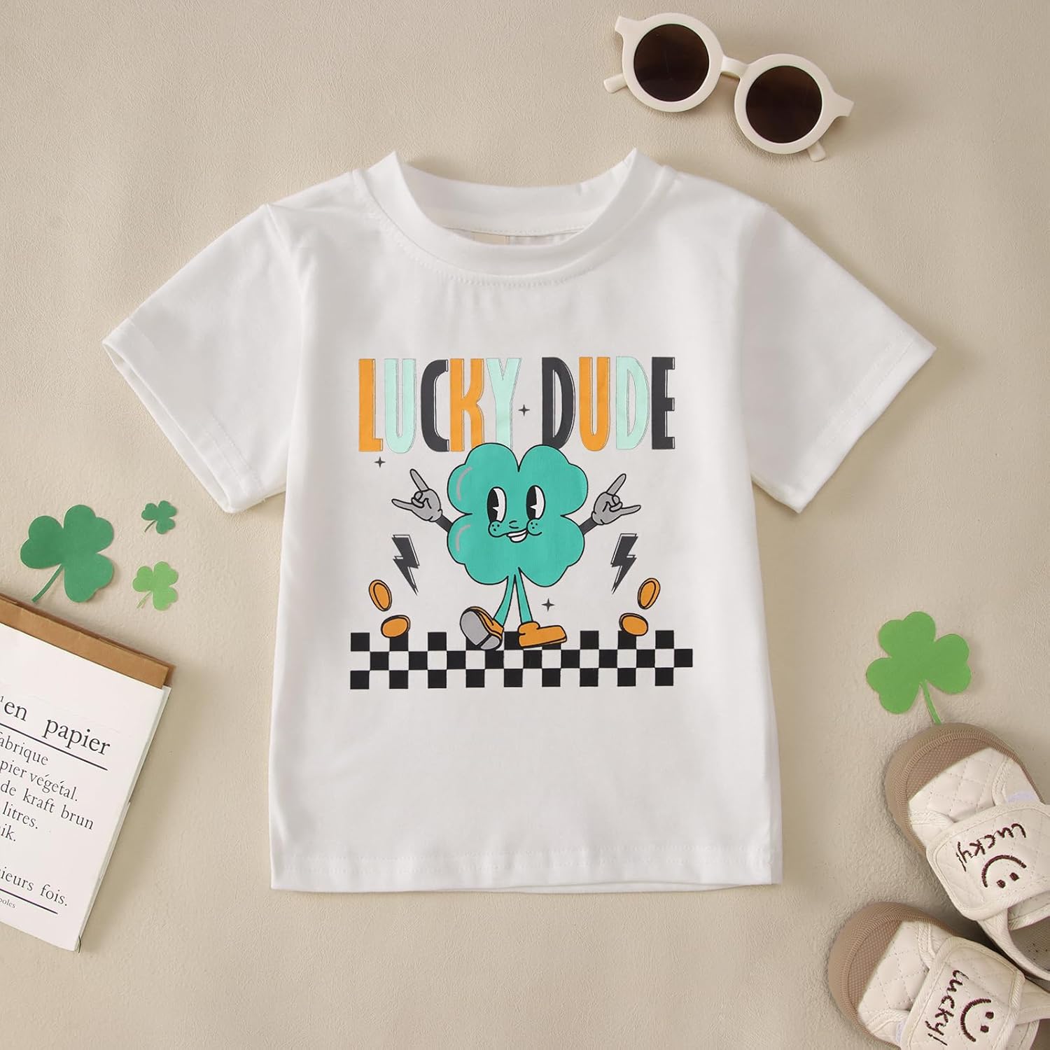 CM C&M WODRO Toddler Baby Boy St Patrick's Day T-Shirt Lucky Dude Clover Shirt Short Sleeve Funny Shamrock Graphic Tees Tops - Image 5