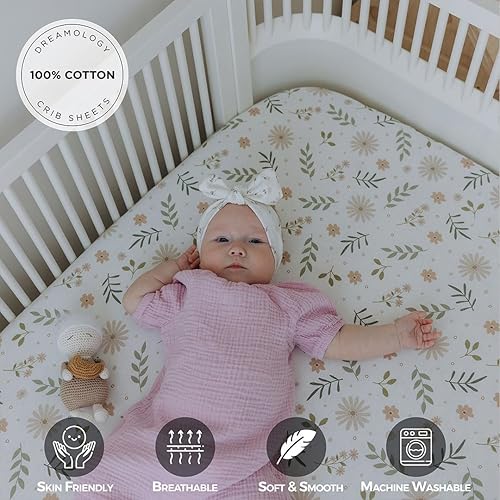 Vista 20 de Dreamology Pack and Play Sheets - Juego de 2 sábanas para cuna, suaves, 100% algodón, sábanas de colchón de bebé para niños, niñas, paquete y juego