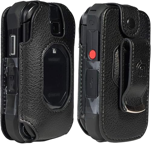 Miniatura 2 de Nakedcellphone Serie ajustada para Kyocera DuraXV Extreme, DuraXE Epic, DuraXA Equip, funda de cuero vegano negra con protección de pantalla