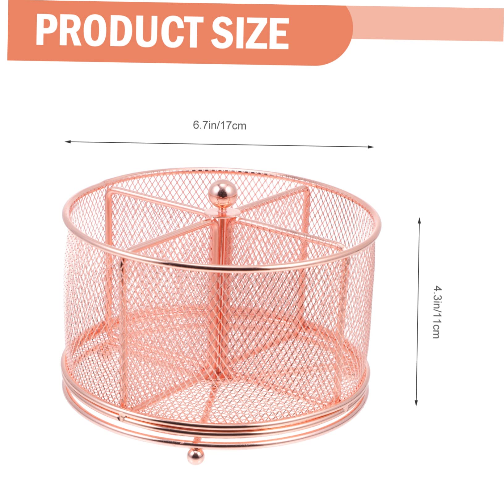 NUOBESTY Organizer Da Scrivania Girevole in Ferro Multifunzione Portapenne Da Scrivania Compatto in Oro Rosa