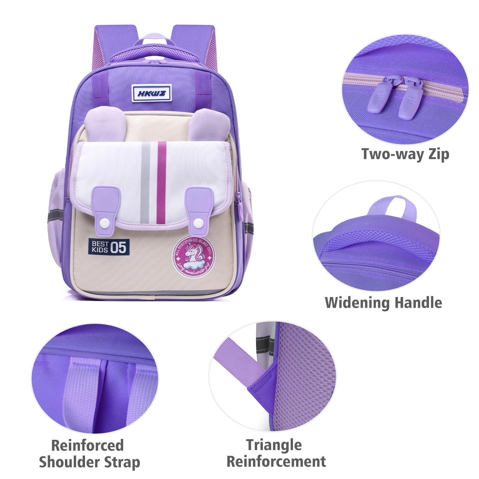 Digi4U Kids Backpack for School,Girls Backpack for Elementary Students,Lightweight School Backpack for Boys and Girls (Purple Backpack)