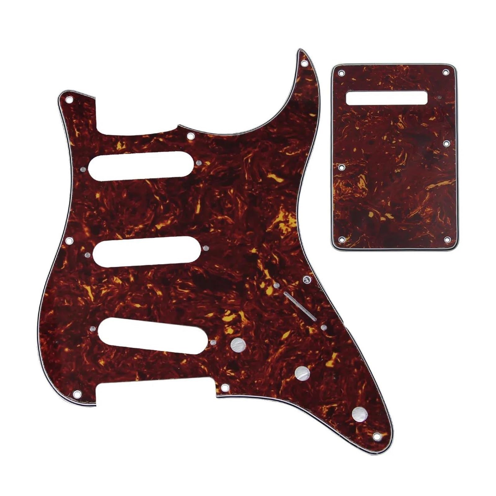 maskownica do gitary Zestaw części gitarowych Vintage 8 otworów ST Guitar Pickguard SSS Pick Scratch Plate + Back Plate + Screws(Red Tortoise Shell)
