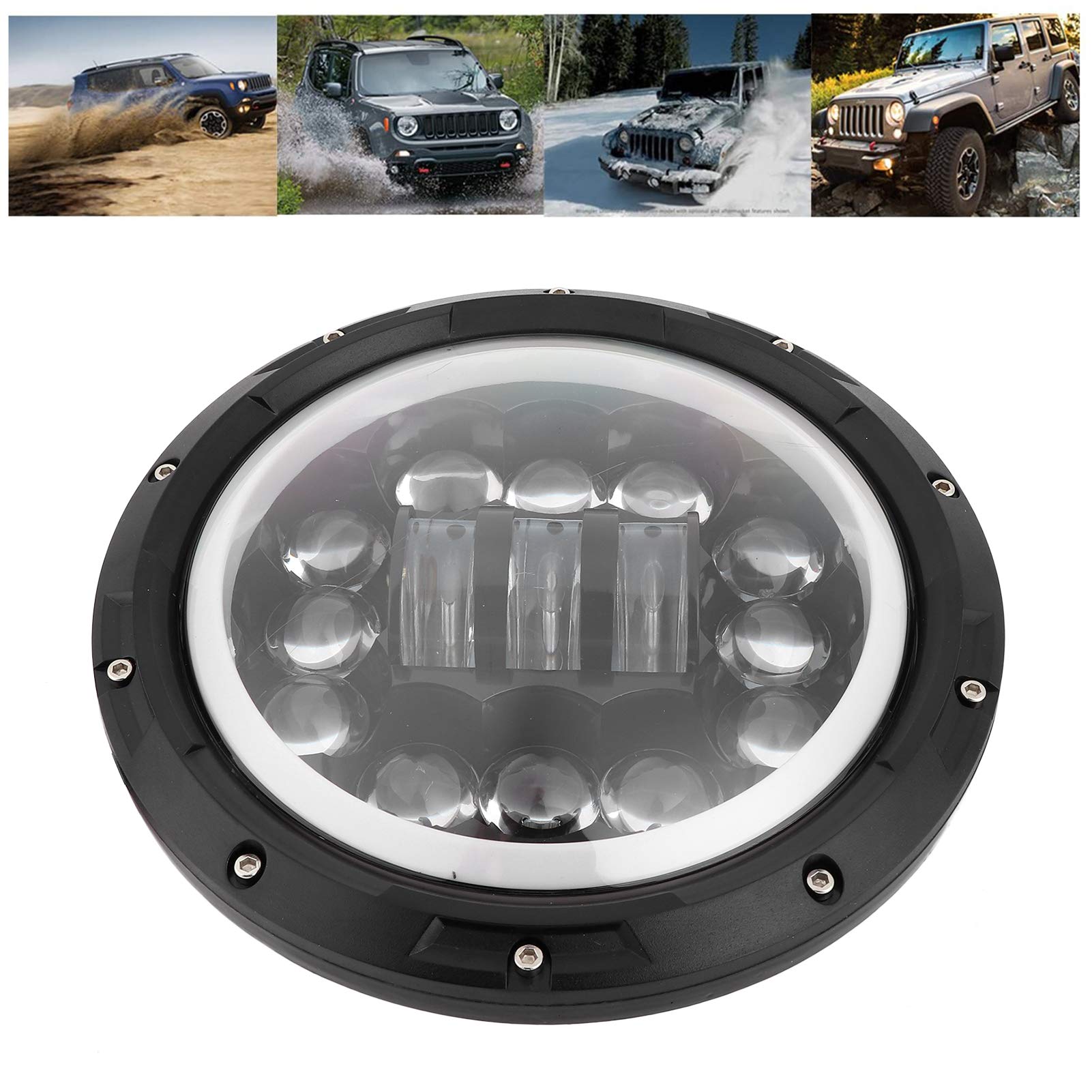 KIMISS Faros delanteros para motocicleta, luz de trabajo LED redonda de 7 pulgadas, 90W, IP67, impermeable, 6000K, juego universal para motocicleta, Plug-N-Play, extremadamente brillante