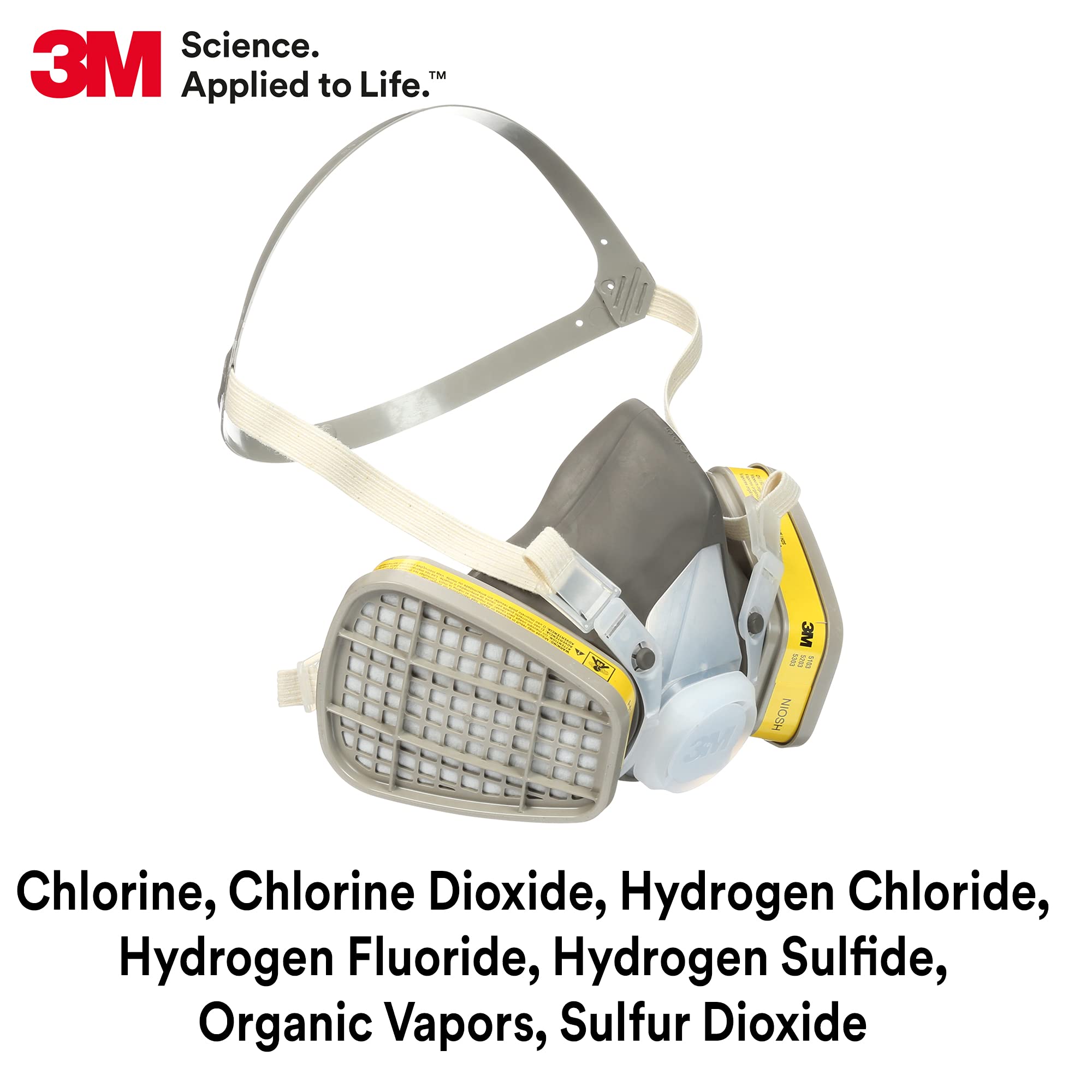 3 m Half Facepiece usa e getta Respiratore facile, Organic Vapor/Acid gas protezione respiratoria (case of 12), L, 12