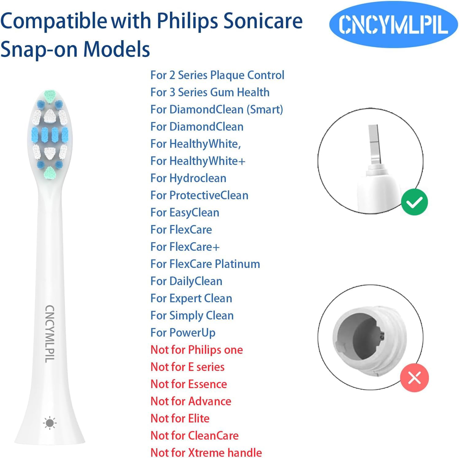 Ersatz-Zahnbürstenköpfe für Philips Sonicare Ersatzköpfe, elektrischer Ersatzbürstenkopf kompatibel mit Phillips Sonicare Elektrische Zahnbürste, 8 Stück