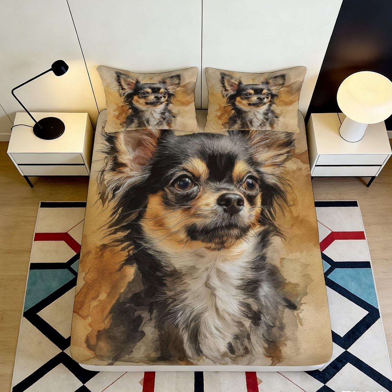 Pnayamiorkfel Style-10 3D Printed Chihuahua Dog Fitted Sheet Microfiber Soft Breathable Cartoon Pet Bed Cover For Bedroom Guest Room Decor 90X200x25cm