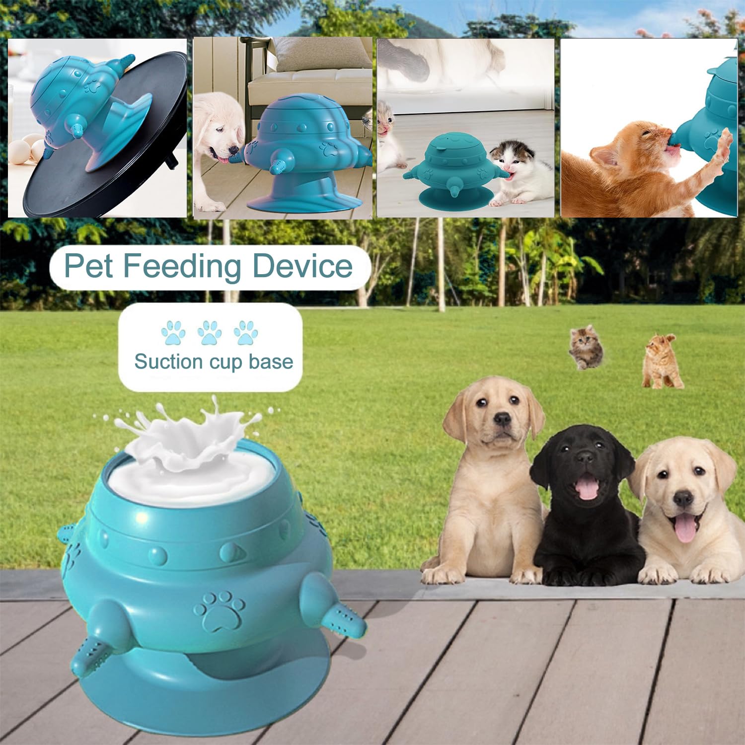 Mangiatoia per Cuccioli In Silicone, Alimentatore Di Latte per Cuccioli, Stazione Di Allattamento per Cucciolis, Alimentatore per Cucciolis per Più, Ventosa Base, per Gattini, Cane, Conigli