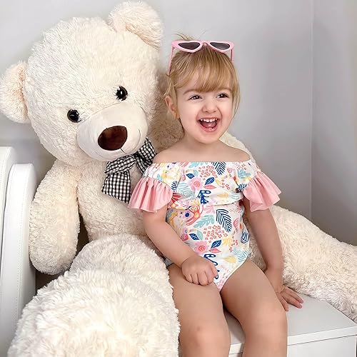 Miniatura 2 de MorisMos bonito oso de peluche grande de 47 pulgadas para regalar a niñas y novias en el día de San Valentín, en color blanco, de tela suave, de 1.2