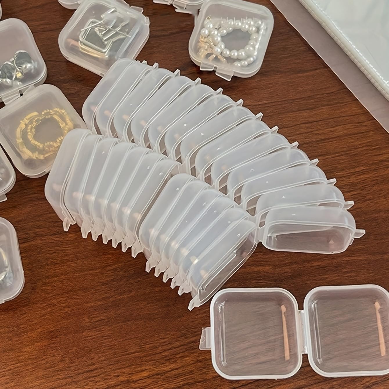 10pcs Mini dust-proof jewelry accessory storage box packaging box, storage container for earrings, rings and small items ﻿