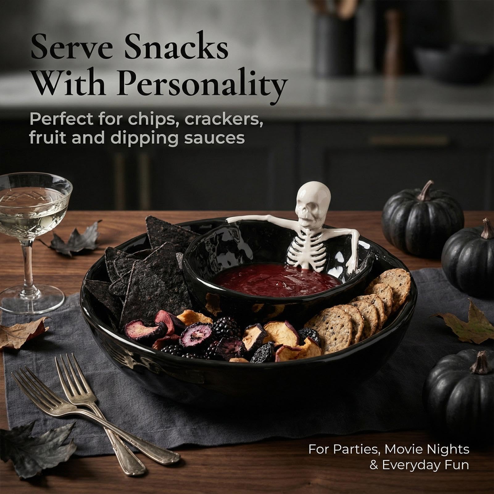 Małe miski na dipy mała ceramiczna czaszka Halloween straszne dekoracyjne