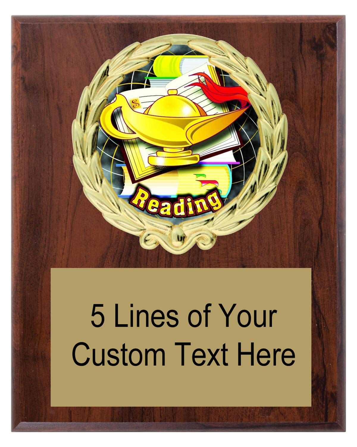Express Medals 5x7 Cherry Color Reading Plaque Award Trophy with Engraved Plate FCL424