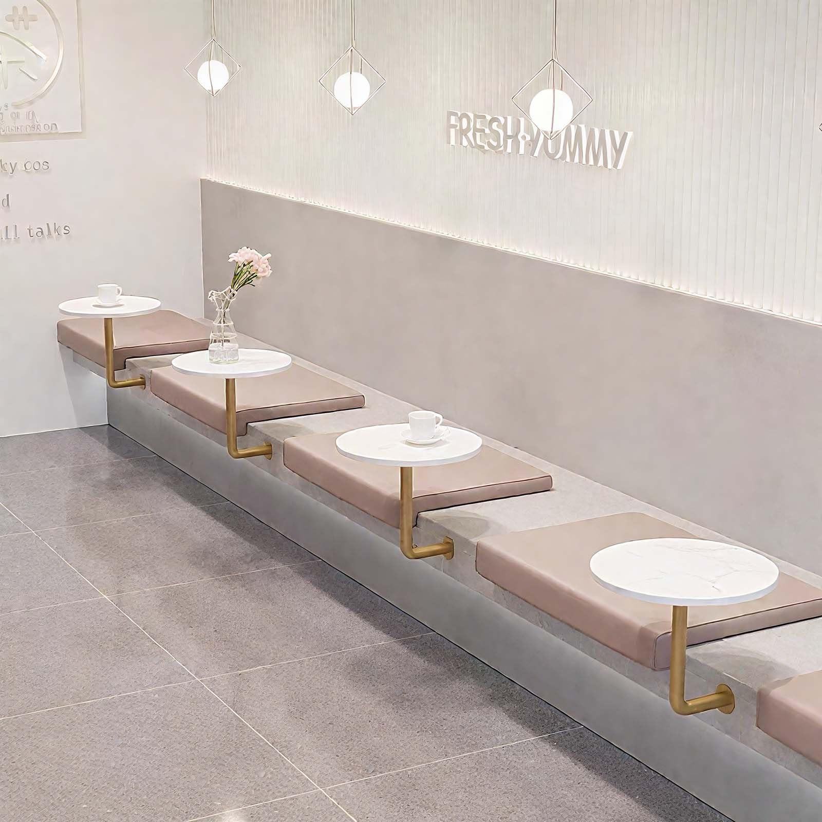 Stoły kawowe montowane na ścianie, 15,8IN Mały okrągły ścienny stół wiszący bar koktajlowy bistro stolik boczny mały nowoczesny jadalny kawowy z metalową nogą(A)
