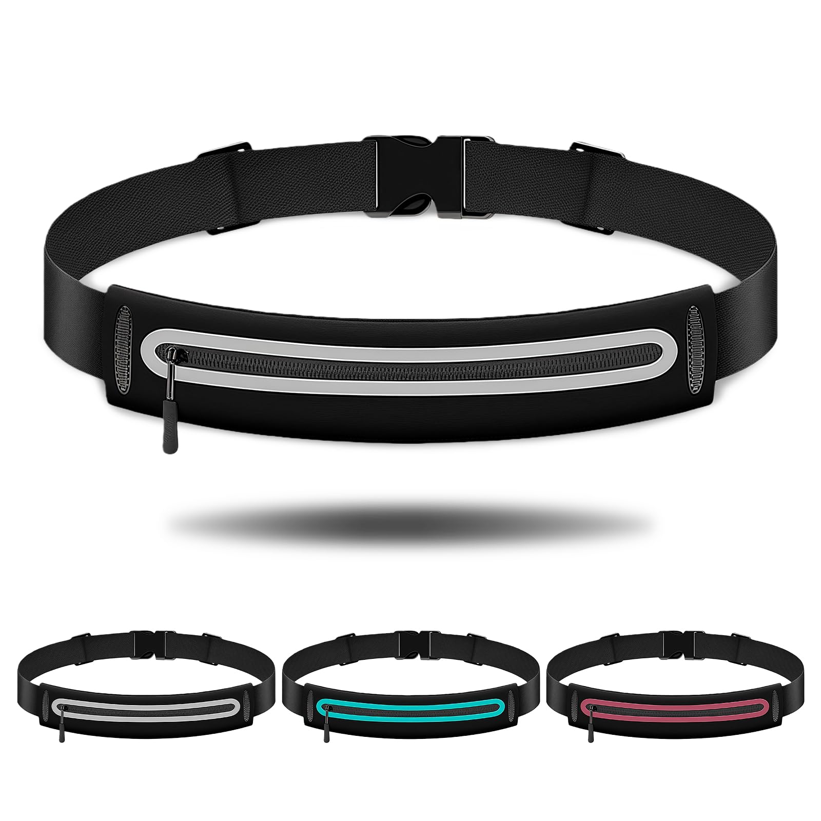 Esoes Laufgürtel für Joggen und Marathon Wasserabweisende mit Reflektoren | Bauchtasche für 6,8 Zoll Smartphones Verstellbarer Sportgürtel für Laufen Fitness Outdoor Leicht Atmungsaktiv (Grey)