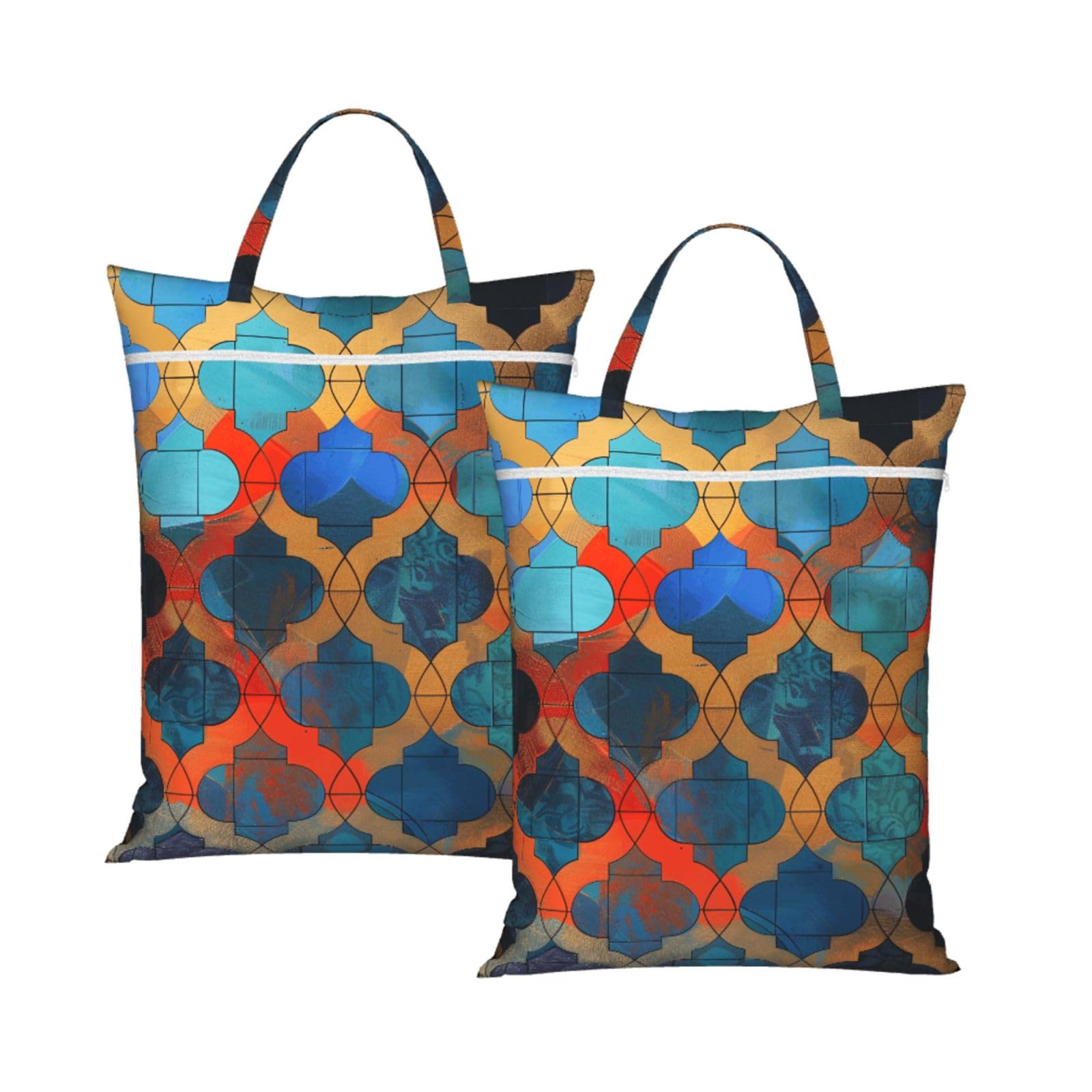 Large Travel Laundry Bags,Lattice Print with Handle Foldable Laundry Bag for Holidays Gym Swimming and Family Trips, 2Pcs