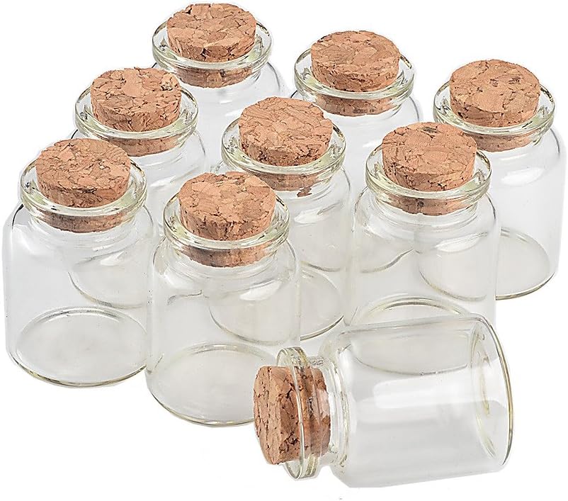 30x40x21mm 15ml Mini Transparent Glass Bottles with Corks Empty Bottles Glass Vials Jars 50pcs(50, 15ml-30x40x17mm)