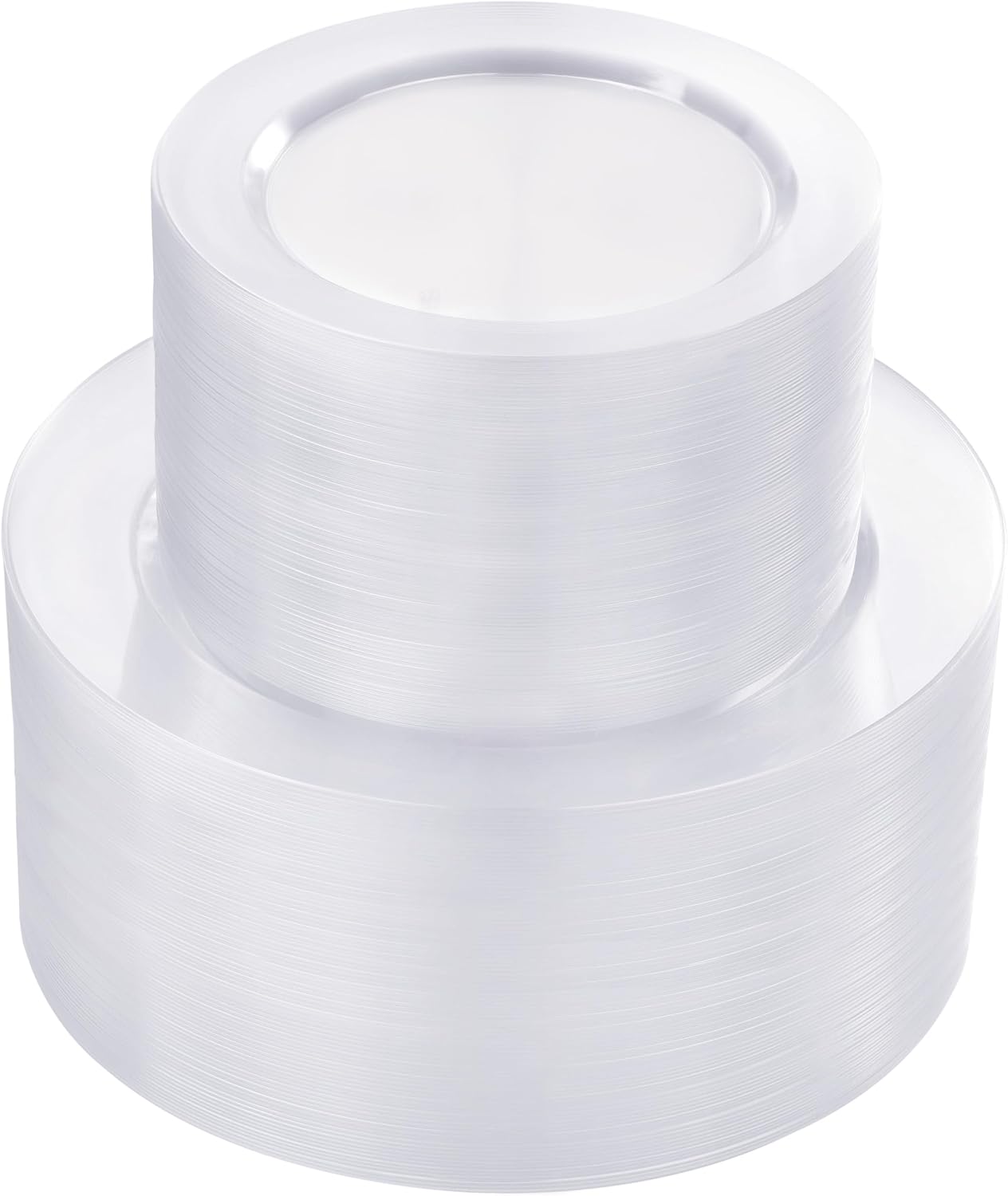 Bestluck 200PCS Clear Plastic Plates, Disposable Plates for 100 Guests