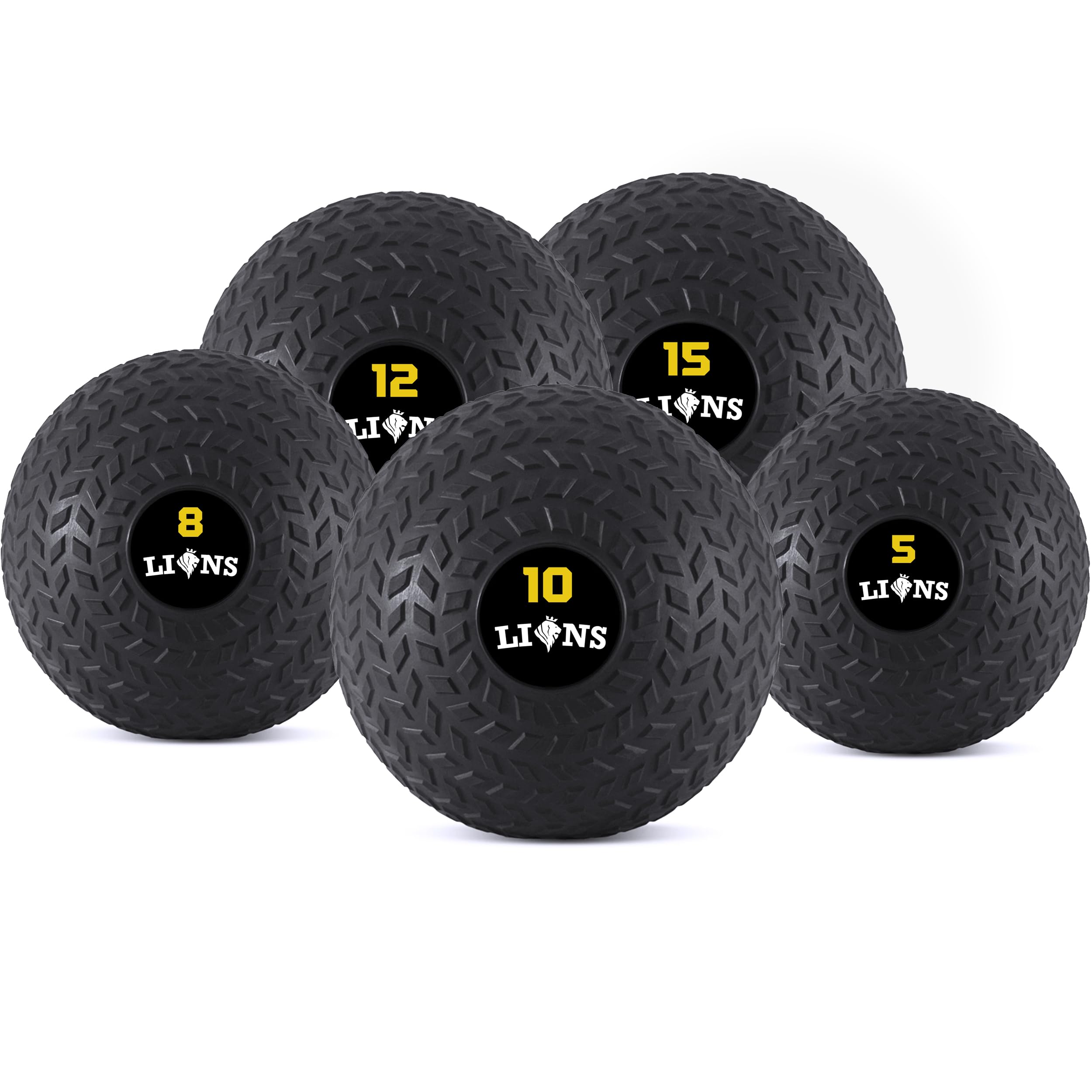 Lions Slam Ball - Heavy Duty Weights Medicine Ball Rubber Power Strength Training, Fitness Home Gym Exercise 5kg 8kg10kg 12kg 15kg (12kg, Tyere-Black)