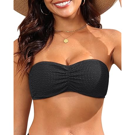 Women Strapless Bikini Swimsuit Tops - Bandeau Tube Bathing Suit Top