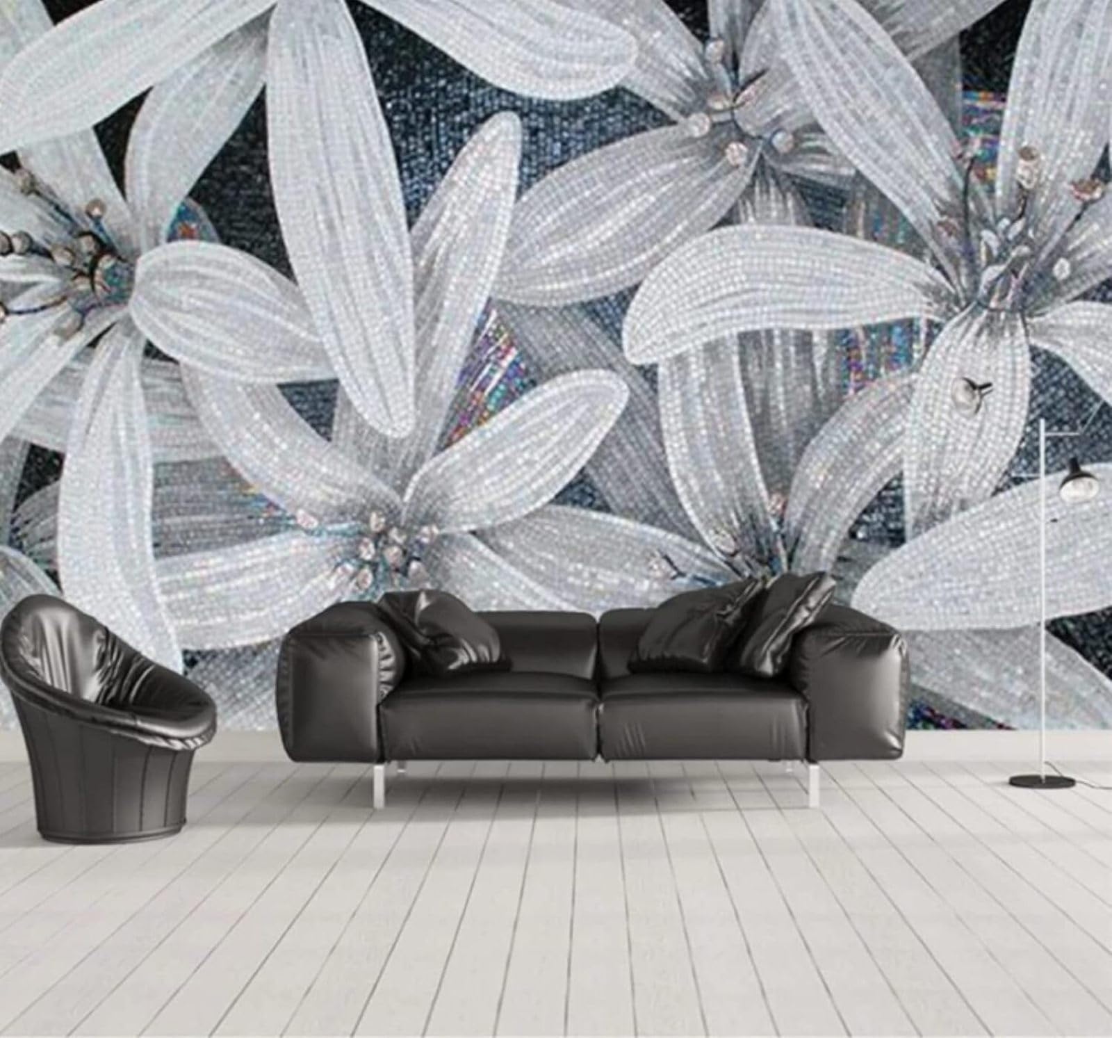 XLMING Three Dimensional Embossed Luxury Diamonds Flowers 3D Wallpaper Luxury Home Dining Decor Paste Sofa Living Room The Wall for Bedroom Mural-300cm×210cm