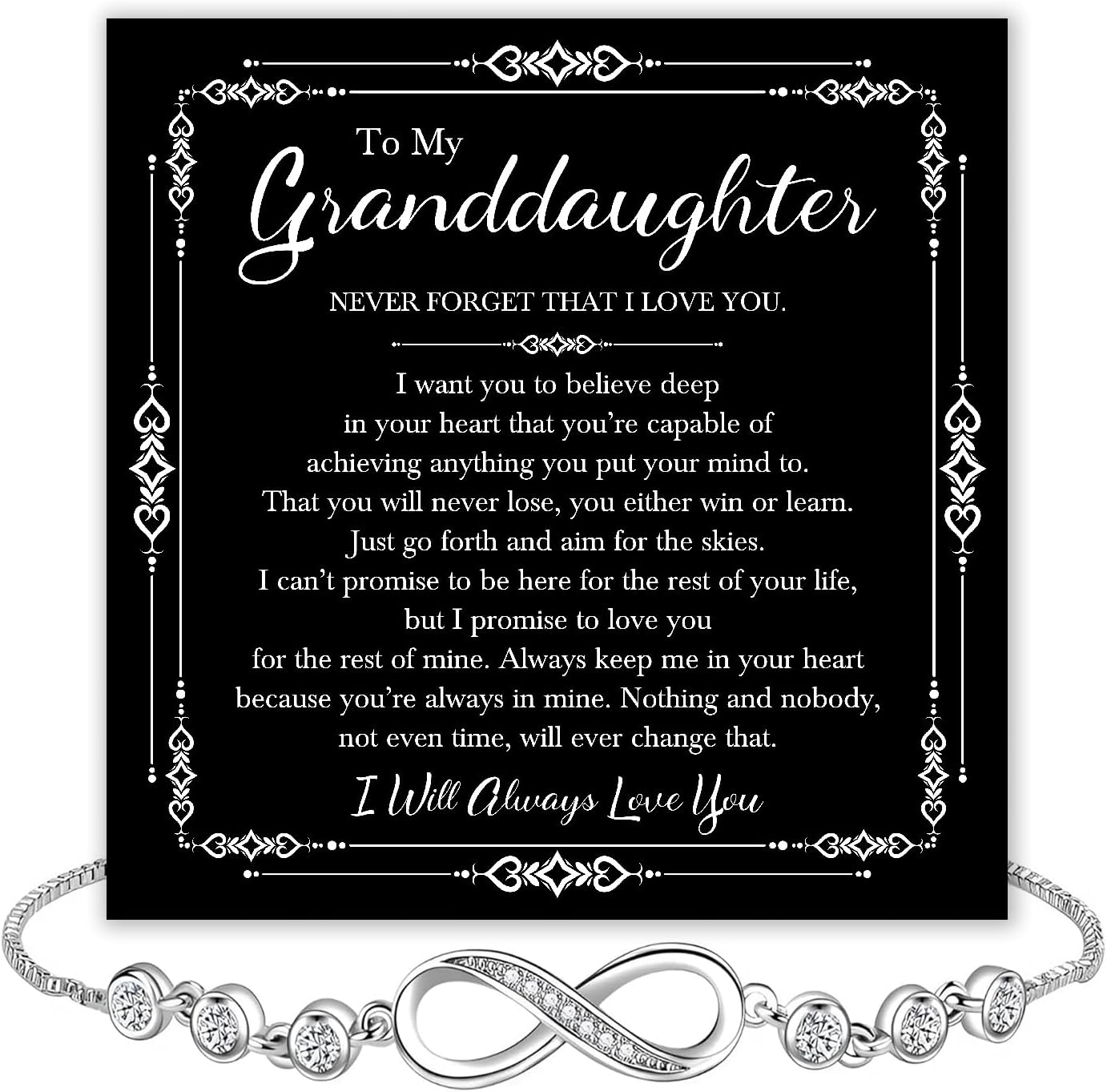 To My Granddaughter – Forever Connected Infinity Bracelet from Grandpa with Loving Message in Elegant Gift Box, Meaningful Jewelry Gift for Granddaughter on Birthday, Christmas, Graduation or Wedding