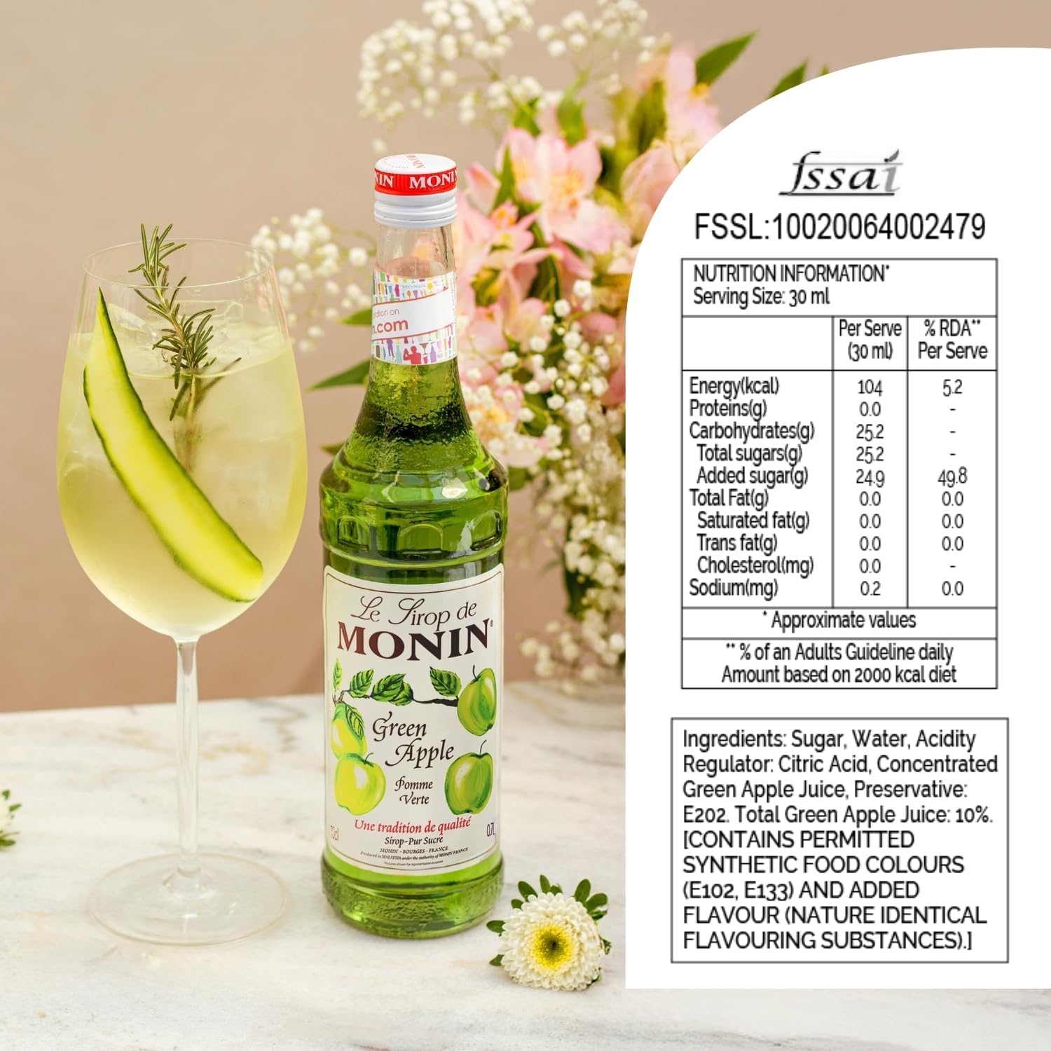 Monin Xarope Maçã Verde 700 Ml Xarope De Maçã Verde 700Ml